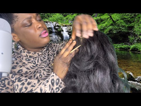 ASMR✨MARIAM DID A SOFT WHISPER HAIR PLAY, SCALP SCRATCHING, N HAIR TREATMENT NO GUM. Nature sound
