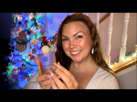 asmr/ product EMPTIES🧼🧴🎀 (tapping, over explaining, + whispering by the cozy Christmas tree🎄)