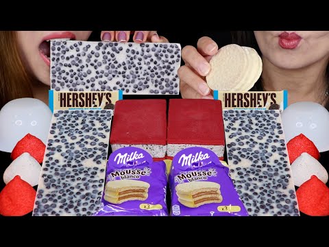 ASMR MILKA MOUSSE ALFAJOR, HERSHEY'S COOKIES & CREAM, RED VELVET CAKE ICE CREAM, CHOCOLATE BALLS 먹방