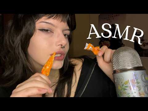 ₊˚⊹ eating candy ASMR | mouth sounds, whispering, chewing sounds, crinkles etc.