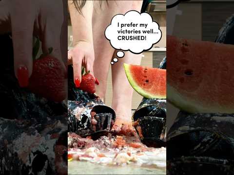 Crushing Food in High Heels: Pea vs.Juicy Fruits! Oddly Satisfying ASMR