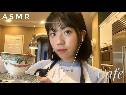 ASMR SOFT SPOKEN Cafe RP + BGM | Crinkling, Tapping Sounds