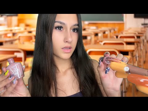 ASMR| SASSY girl does YOUR nails in CLASS??💅