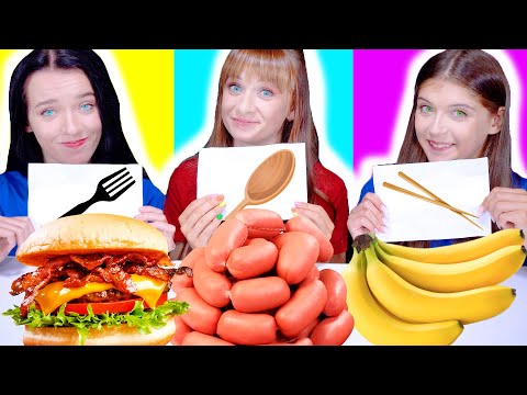 ASMR Spoon VS Fork VS Chopsticks Mukbang Food Challenge