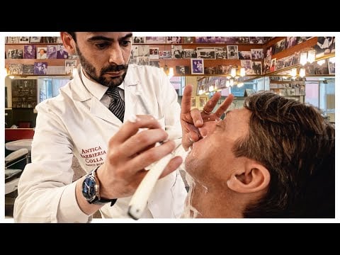 💈 Relax w/ The Scent of Almond, Apricot & Green Tobacco | Hot Towel Shave At Antica Barbieria Colla
