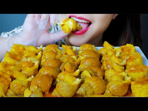 ASMR COOKING EATING BULOT ESCARGOT STIR FRIED WITH CHILI SAUCE AND CORN , EATING SOUND | LINH-ASMR