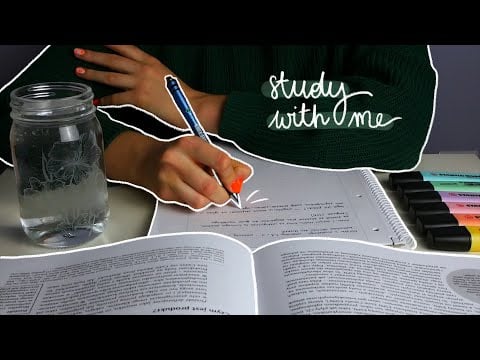 ASMR | study with me | writing, page flipping, light rain (background noise for focus or sleep)