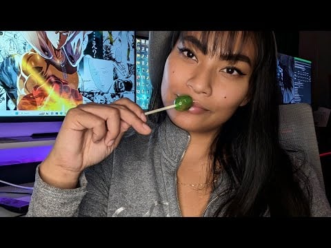ASMR Sour Apple And Grape Lollipops + Gum Chewing No Talking