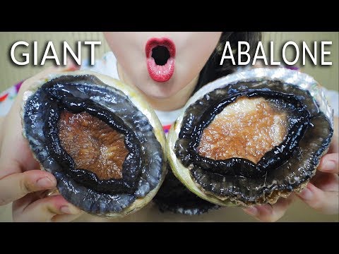 ASMR GIANT RAW ABALONE - AUSTRALIAN BLACK ABALONES CRUNCHY EATING SOUNDS | LINH-ASMR