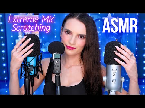 ASMR EXTREME Mic Scratching to MELT Your Brain 🤤 3 MICS & LONG NAILS 💙 No Talking for Sleep 😴 1 HOUR