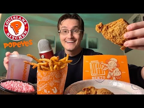 ASMR | NEW Popeyes Chicken ONE PIECE Bento Box Meal Review