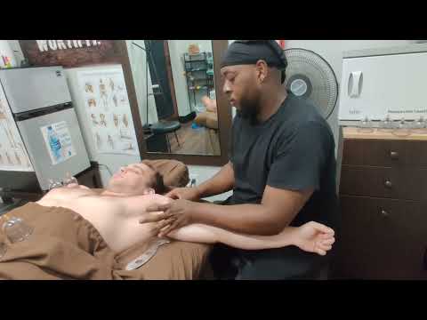 Sports Massage - Scraping John's Chest and Biceps