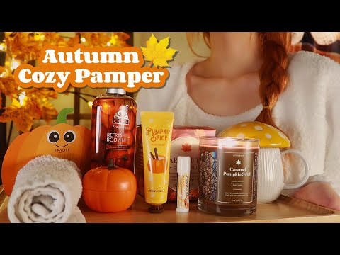 ASMR | 🕯️🍁 Cozy Fall Personal Attention (lots of hair brushing, pumpkin skincare, no talking)