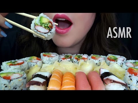 ASMR Sushi Mukbang 🍣 [SALMON, OCTOPUS, TUNA, CRAB ROLL] Eating Sounds