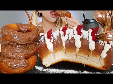 ASMR CREAM BREAD, NUTELLA DDONUTS MUKBANG  크림빵 룩 Eating Sounds