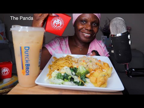 White Chocolate Ice Tea With Fried Rice And Noodles ASMR Eating Sounds