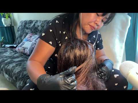 ASMR  LICE CHECK & TREATMENT | SCALP OILING & SCRUSHING | Hair Play | #requested #foryou #enjoy