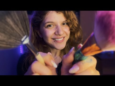 ✨ASMR✨Oi, posso fazer carinho no seu rosto? 💗 Pincel na tela e sons de boca 💋✨