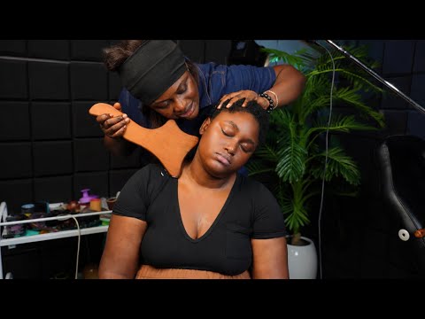 ASMR FAST & intense, nape, head, neck massage, deep ear clean, scalp picking, edge laying, shampoo 