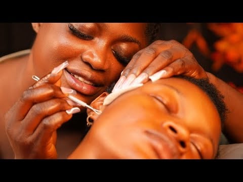 ASMR✨TOOTHBRUSH Scalp Scratching on Bantu Knot | WHISPER Face Nitpicking,  Ear Cleaning Neck Massage