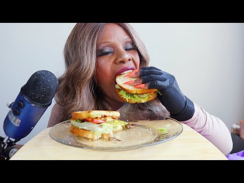 BEST HOME MADE ROASTED PEPPER VEGAN SANDWICH ASMR EATING SOUNDS