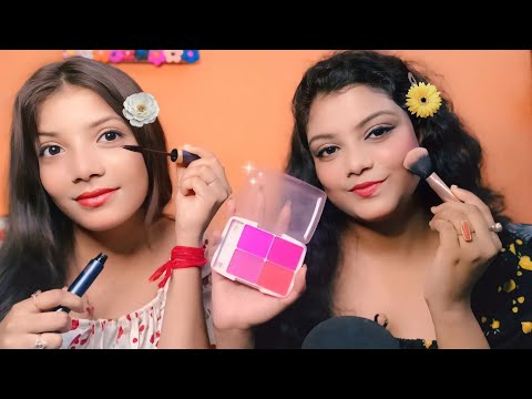 ASMR with my sister get ready with us ❤| relaxing makeup application + TAPPING💋