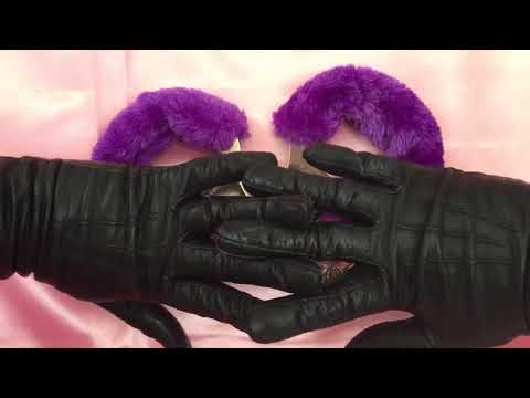 LEATHER GLOVES 🖤  And Furry Fluffy Handcufs 👄   [[ASMR]]