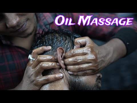 Heavy Oil Head Massage For Best Relaxation | ASMR Scratching With Lots Of Oil | Neck Cracking ASMR