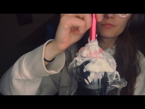 ASMR Shaving Cream on Mic & Relaxing Crinkle Sounds