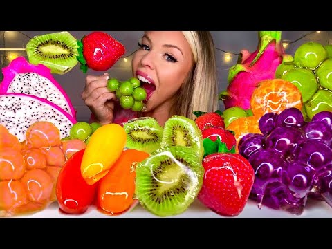 ASMR CANDIED ORANGE, STRAWBERRIES, GRAPE, KIWI, CANDIED SWEET PEPPERS, DRAGON FRUIT CANDY MUKBANG 먹방