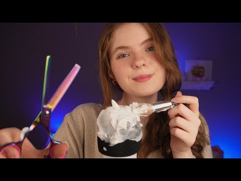 ASMR BARBERSHOP ROLEPLAY!💈Brushing, Cutting, & Shaving Your Hair