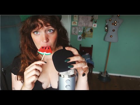 asmr your favourite triggers ( spit painting, mic pumping, lollipop eating & kisses ) compilation