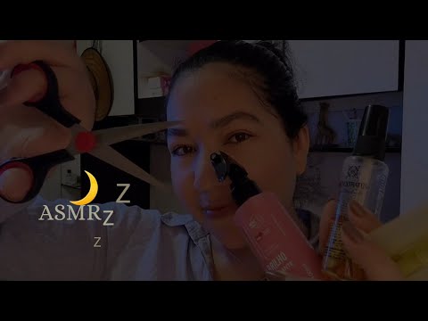 ASMR - Mexendo No Seu Cabelo Até Você Dormir (SONS REAIS) Pente,Spray,Óleo e Tesoura