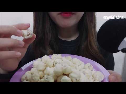 ASMR Chocolate Coated popcorn 화이트초콜렛 팝콘 강추 디저트 ㅠㅠ eating sounds