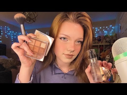 ASMR Makeup Tutorial & GRMW 🌹 | Tapping, Whisper Rambles, Brush Sounds 
