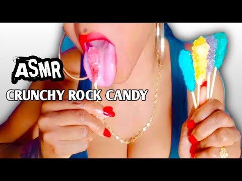 ASMR | CRUNCHY RAINBOW ROCK CANDY 🍬