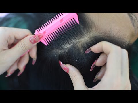 ASMR Hair Parting, Hair Brushing, Hair Cracking With Comb On Real Person For Rest And Sleep