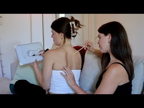 ASMR ☀️🐚 Back Tracing Game w/ Whiteboard ⛱🌺  Summer Theme (Whisper, Back Tracing, Real Person)