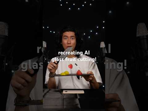 recreating AI glass fruit cutting! 🍓 🔪 #asmr