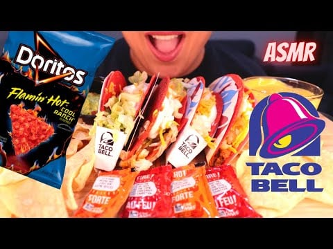 ASMR TACO BELL NEW FLAMIN' HOT COOL RANCH DORITOS LOCOS TACOS MUKBANG | Mandy Foods ASMR