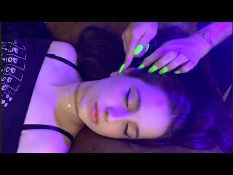 ASMR Face Touching & Ear Tracing   (to put you to Sleep)