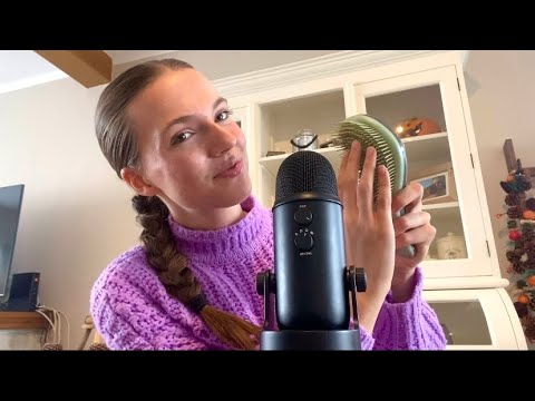 ASMR brush sounds with some mouth sounds