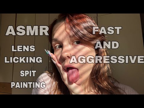 ASMR LENS LICKING AND SPIT PAINTING