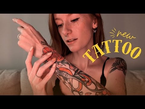 My new tattoo, process & tracing to soft piano music 🕯️