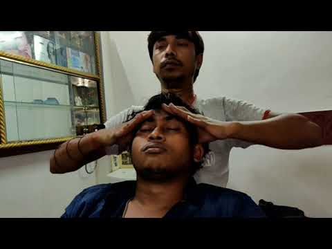 A perfect asmr Head and upper body massage therapy by Indian barber with neck cracking