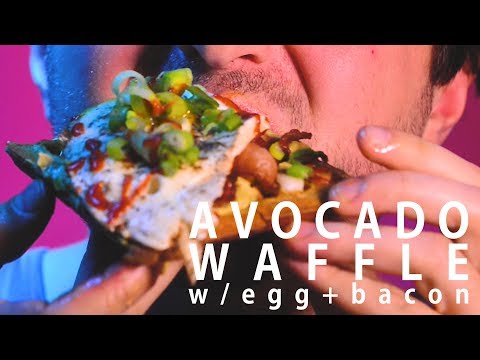 ASMR AVOCADO WAFFLE with Crispy Bacon and RUNNY Egg ! MESSY ! 먹방