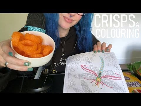 ASMR Eating Onion Ring Crisps And Colouring 🧅