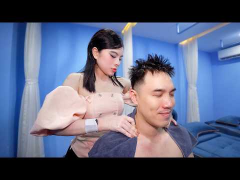 ASMR 🔥 PERFECT! Vietnamese Barbershop Relaxation with Massage, Ear Cleaning, Shampoo!