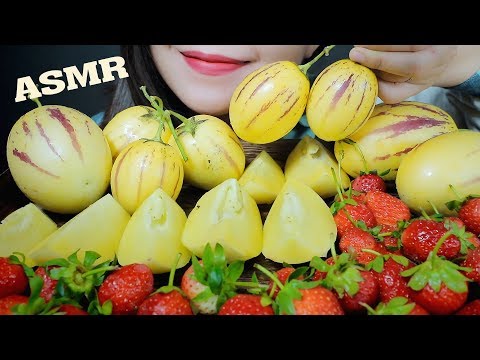 ASMR EATING PEPINO MELON AND STRAWBERRY EATING SOUNDS | LINH-ASMR