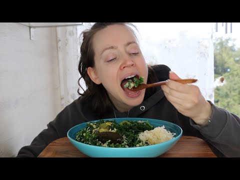 ASMR Whisper Eating Sounds Scrambled Eggs With Kale | Mukbang 먹방